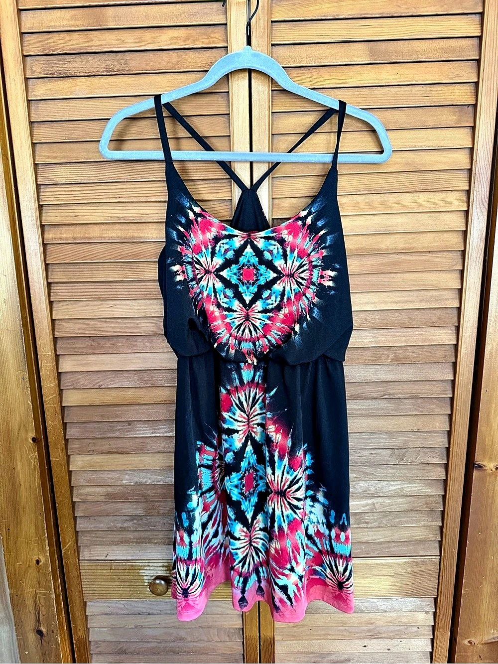 Bongo Tie-Dye Mini Dress Black & Pink Medium Like New